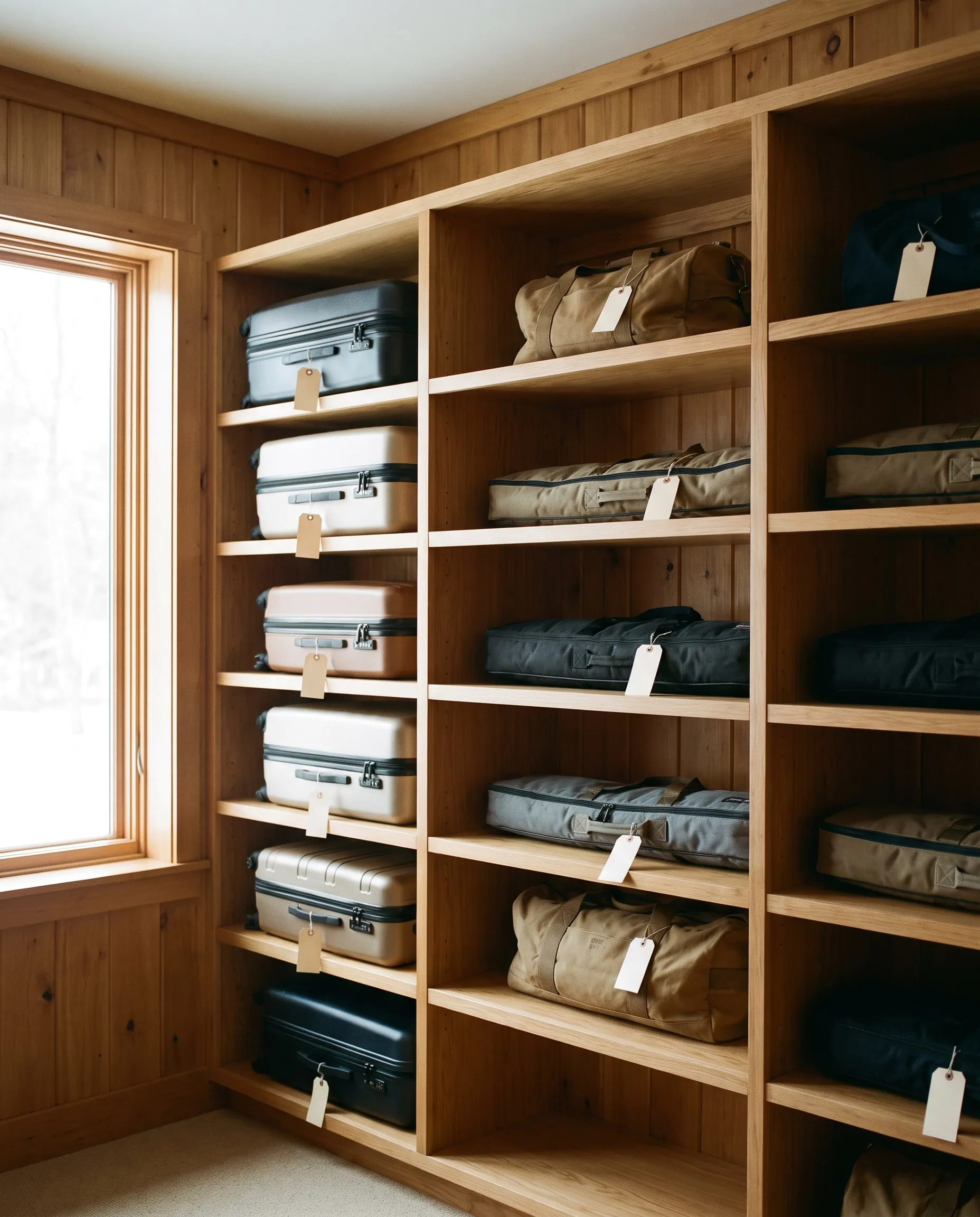 Organized luggage shelving